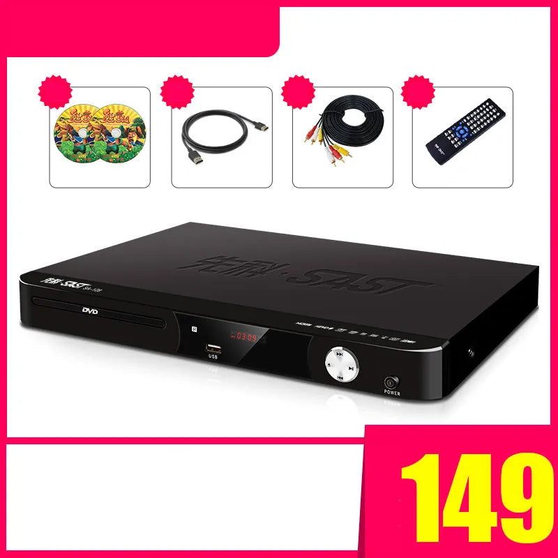 SAST Xianke SA208 portable DVD player with tray loading mechanism and USB port
