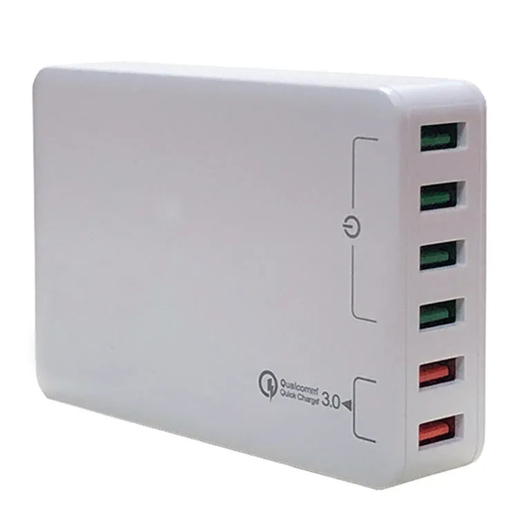 Black and white 60W desktop fast charger with USB port and power indicator