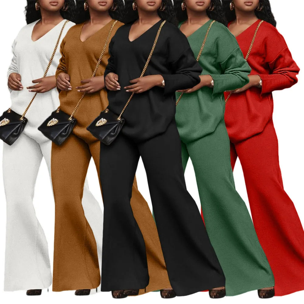 Women's brown thickened suede two-piece suit with split sleeves and trousers in Japanese casual style