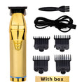 Gold rechargeable hair clipper with nano ceramic cutting head and sliding comb