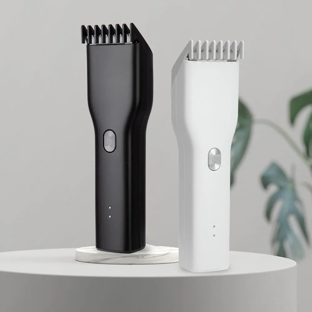 Gold rechargeable hair clipper with nano ceramic cutting head and sliding comb