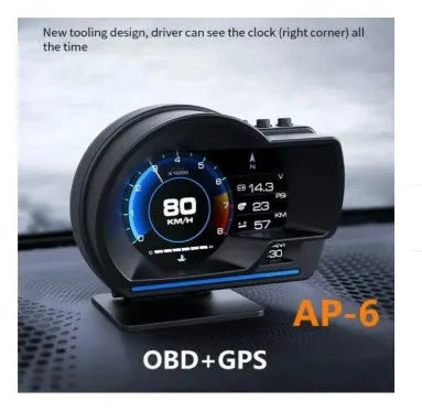 GM car head-up display with GPS speed water temperature turbine monitoring carbon fibre colour 109x86x75mm black