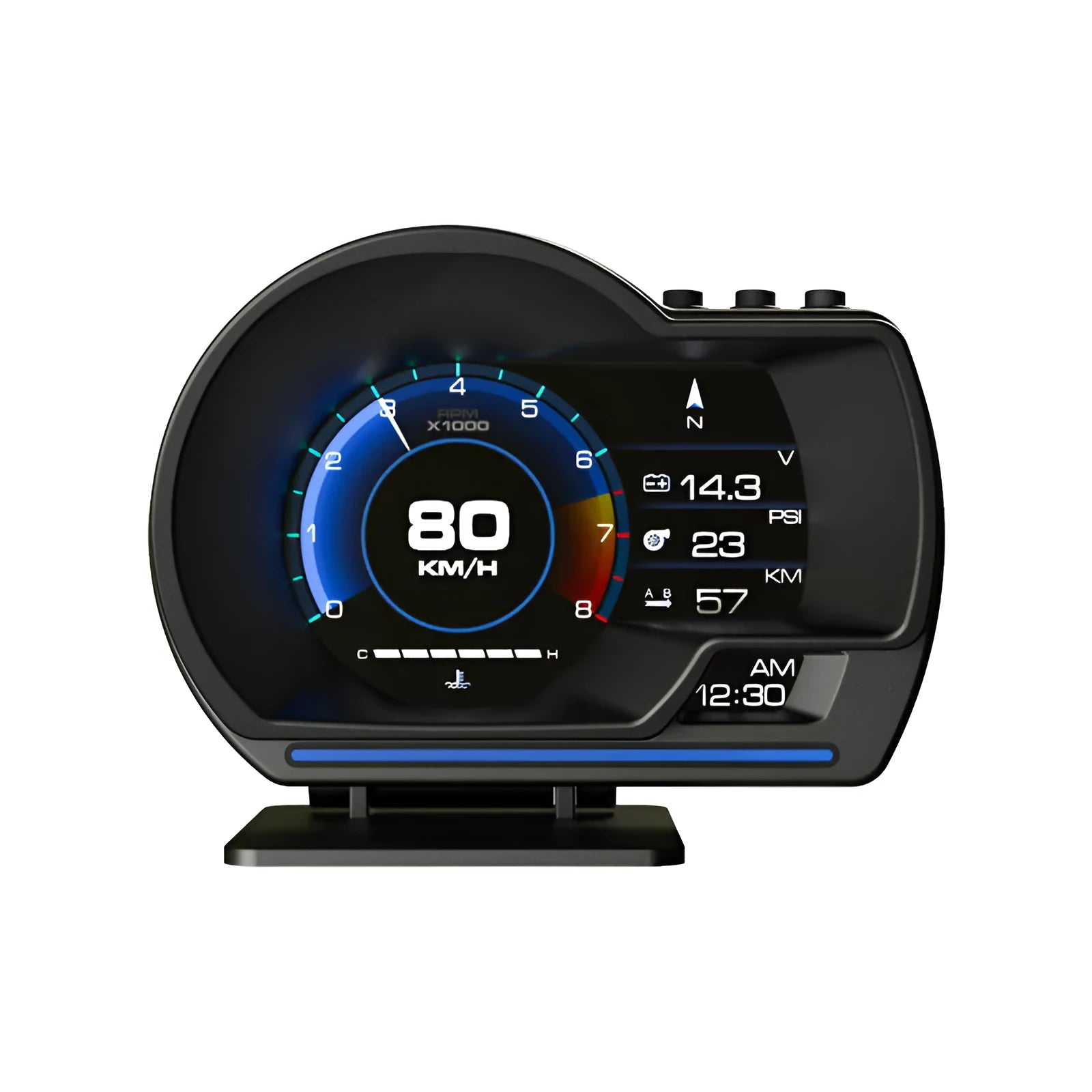 GM car head-up display with GPS speed water temperature turbine monitoring carbon fibre colour 109x86x75mm black