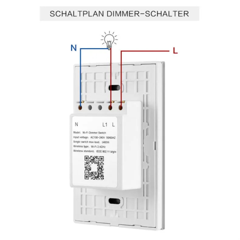 120 type smart dimmer switch with touch glass panel in black or white colour options