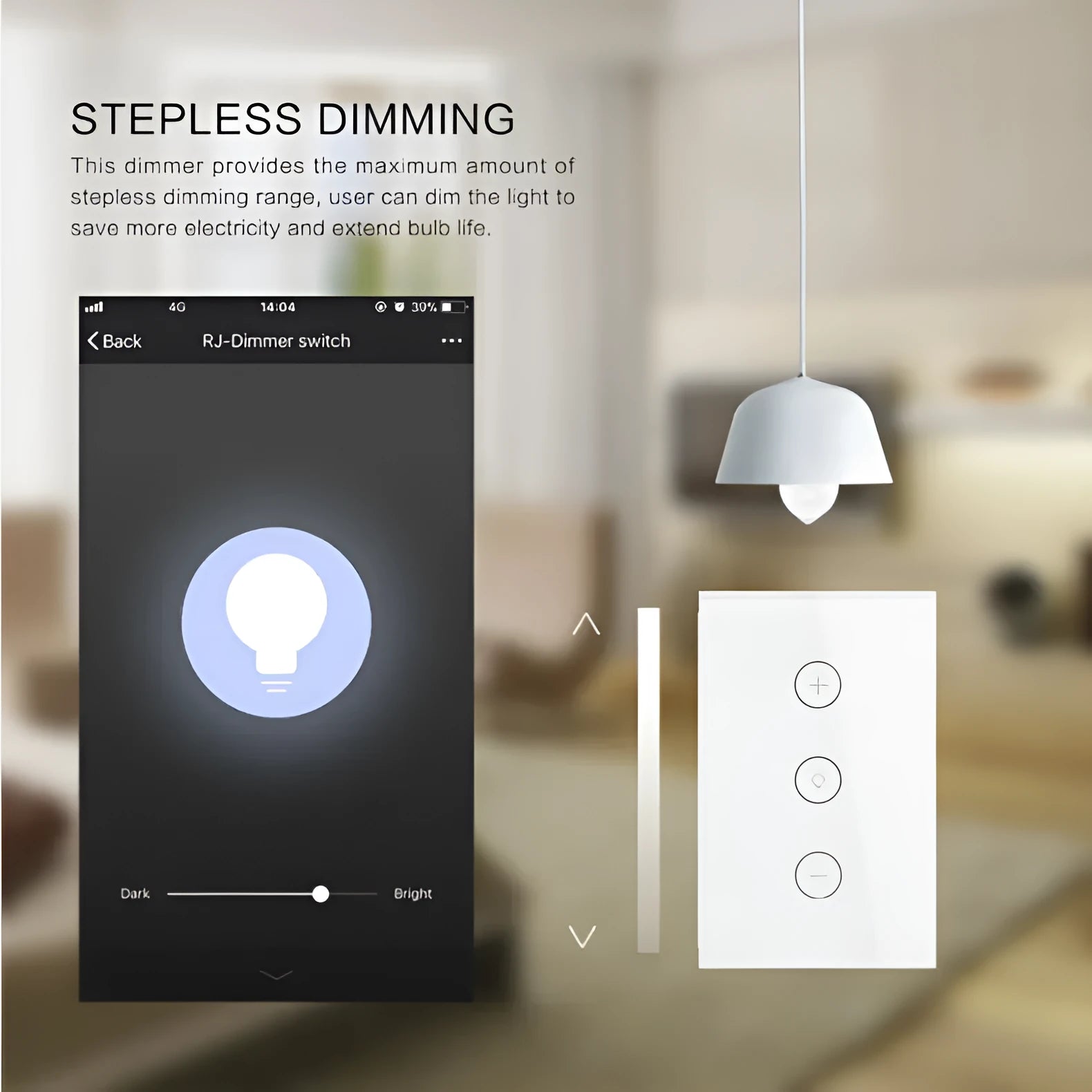 120 type smart dimmer switch with touch glass panel in black or white colour options