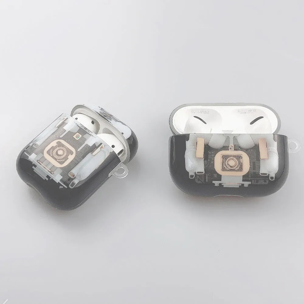 Steampunk mechanical design TPU protective case for Apple AirPods 1 and 2 generation