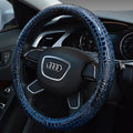 Black leather steering wheel cover for 38cm diameter wheels, suitable for GM models