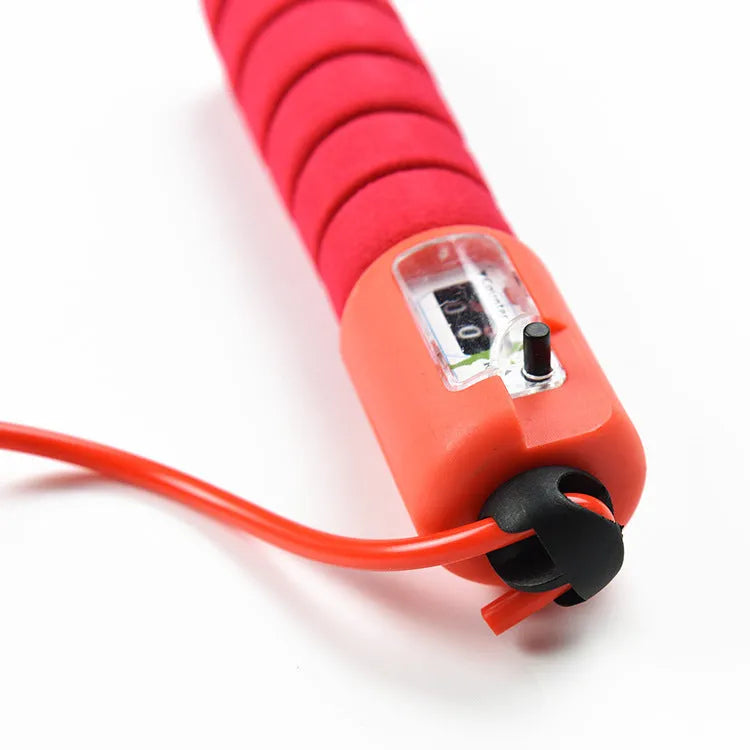 Adult counting skipping rope with sponge handles and multi-colour plastic rope