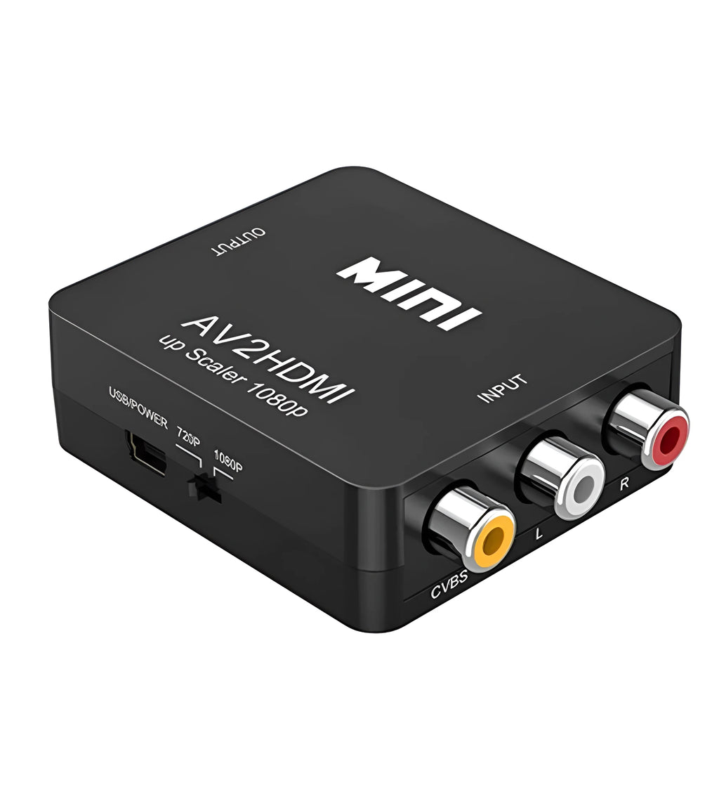 AV to HDMI converter with 0.5 metre cable in white or black colour options