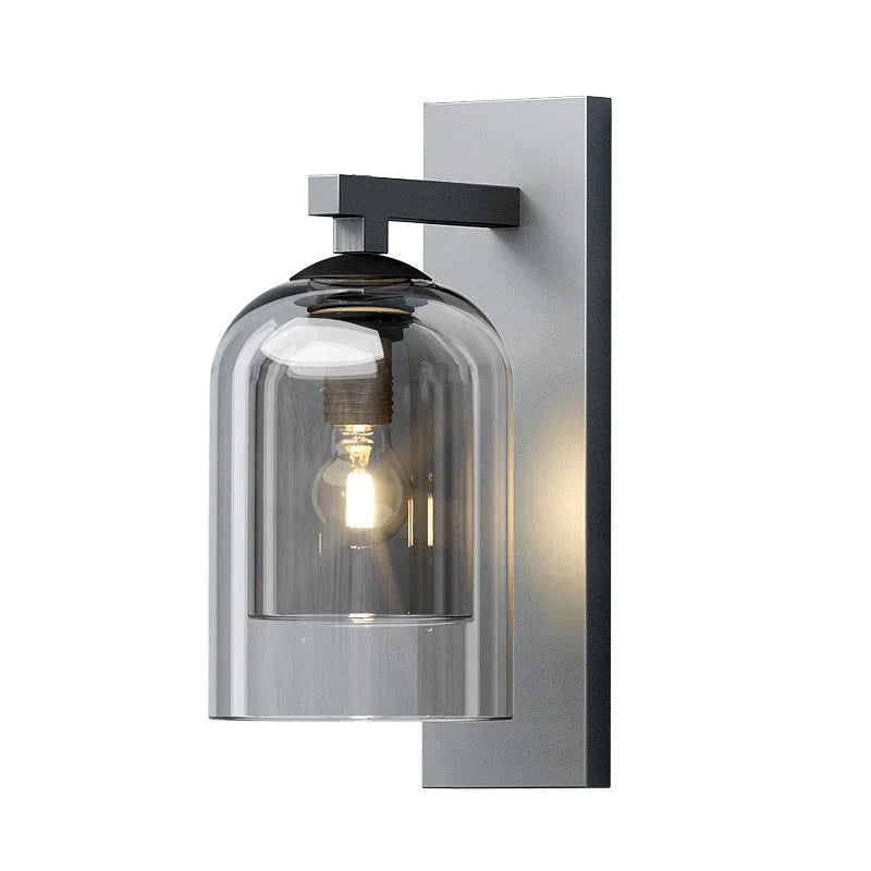 Nordic wall lamp with creative glass shade in smoke grey, 15mm diameter, E27 lamp holder, 220V LED light