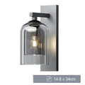 Nordic wall lamp with creative glass shade in smoke grey, 15mm diameter, E27 lamp holder, 220V LED light