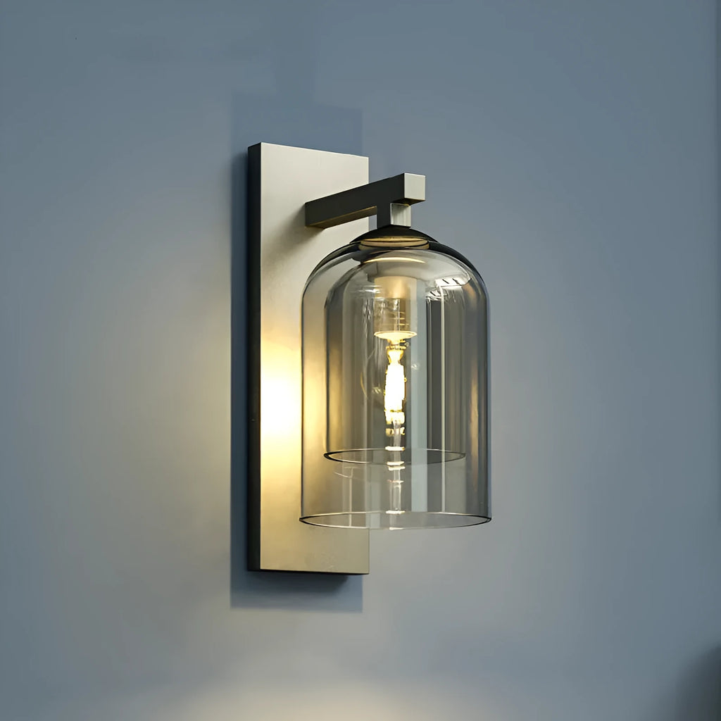 Nordic wall lamp with creative glass shade in smoke grey, 15mm diameter, E27 lamp holder, 220V LED light