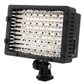 Portable LED photography fill light with ABS plastic body, 141x62x150mm, on a table showing 5600K daylight illumination