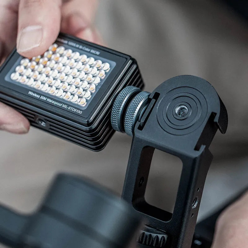 PGYTECH aluminium alloy pot holder accessory for DJI Ronin S and SC camera gimbals on a tripod.