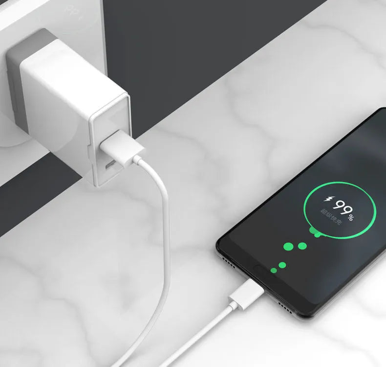 Black Android Type-C fast charging data cable 1.5 metres length
