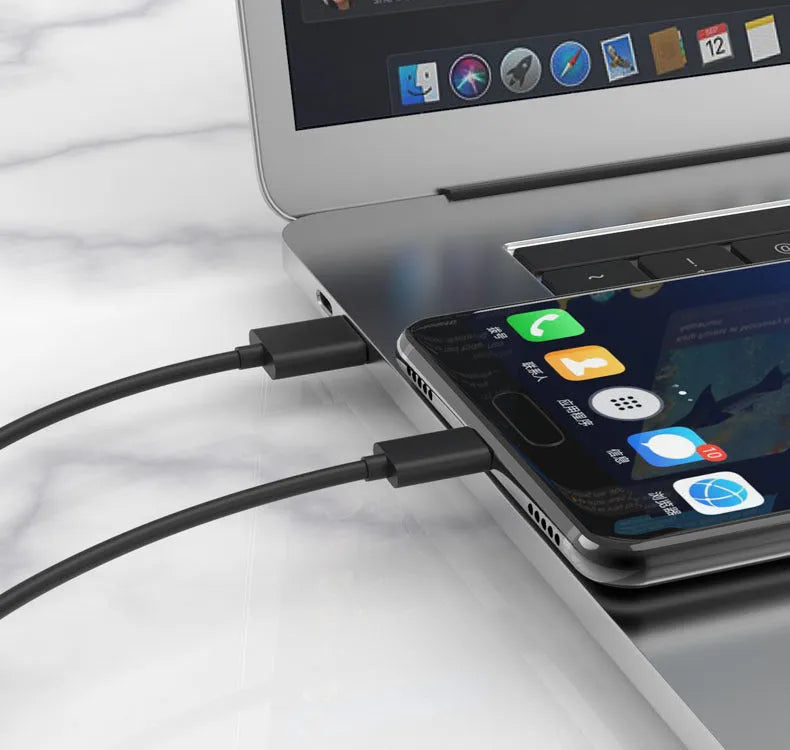 Black Android Type-C fast charging data cable 1.5 metres length