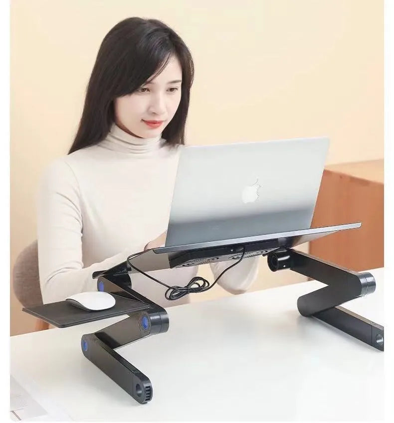 Folding aluminium notebook cooling base with double fan in black colour