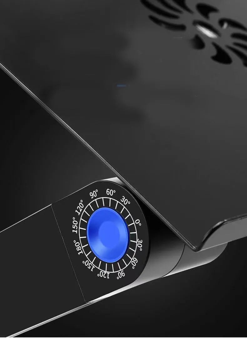 Folding aluminium notebook cooling base with double fan in black colour