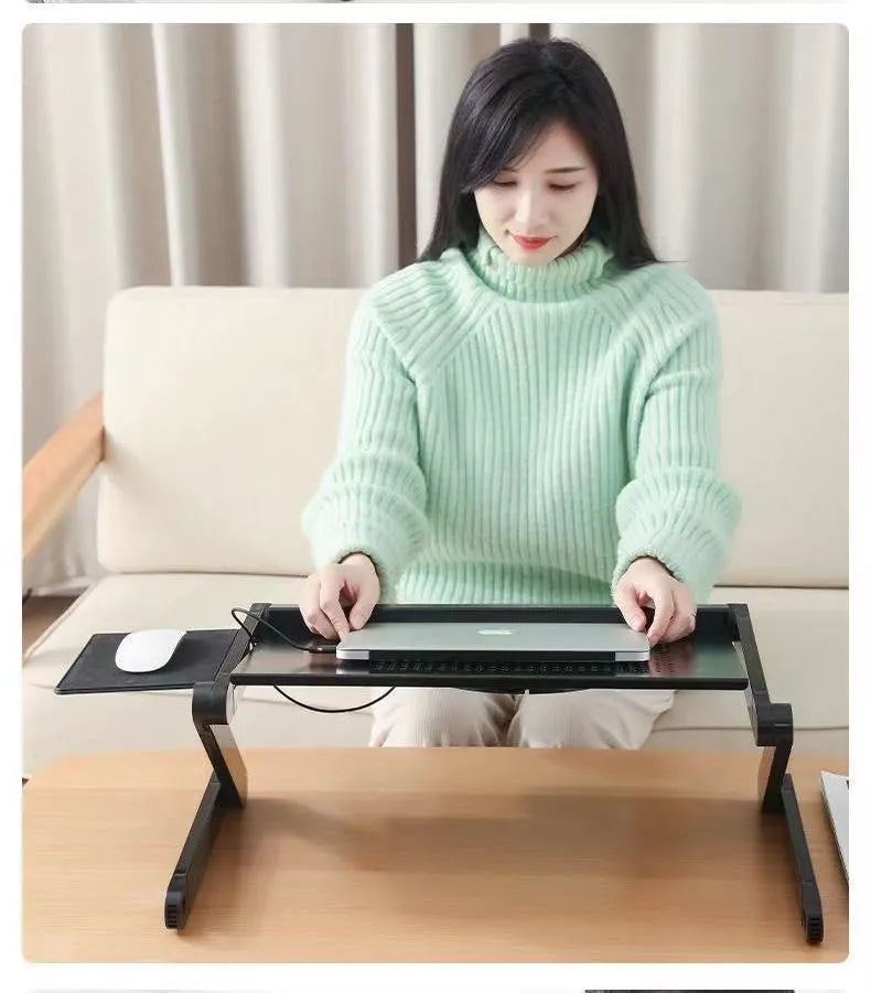 Folding aluminium notebook cooling base with double fan in black colour