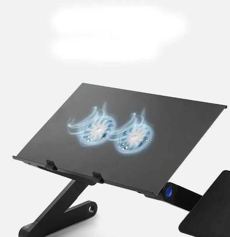 Folding aluminium notebook cooling base with double fan in black colour