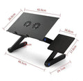 Folding aluminium notebook cooling base with double fan in black colour