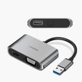 Hagibis USB 3.0 to HDMI-compatible VGA adapter in alloy grey with 0.2m cable for 4K HD multi-display