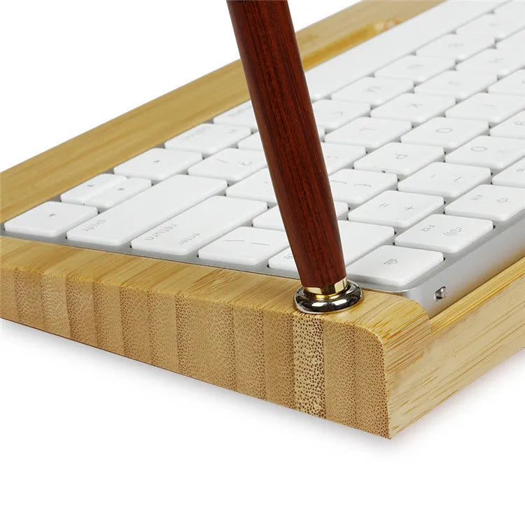 Natural bamboo keyboard holder for Apple Bluetooth Keyboard 2nd generation, compact 31.5x14.7cm size