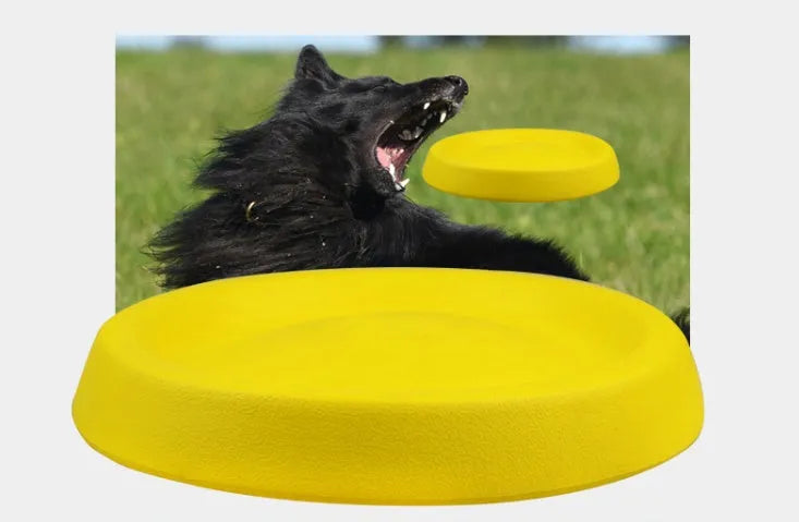 Yellow EVA plastic dog throwing toy for fetch games and training