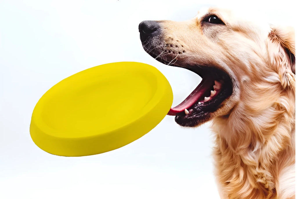 Yellow EVA plastic dog throwing toy for fetch games and training