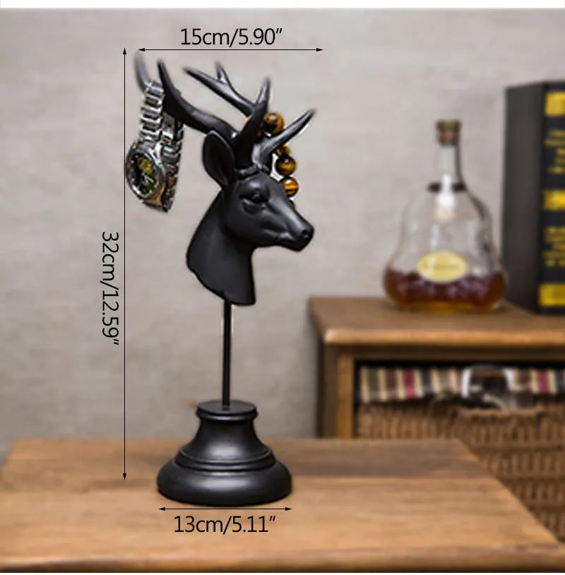 Solid natural resin deer sculpture home decoration ornament in wood colour finish.