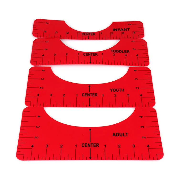 PVC sewing alignment guide ruler 4-piece set in white for fabric circle marking and calibration