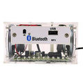 DIY bluetooth speaker assembly kit showing electronic components and transparent shell enclosure