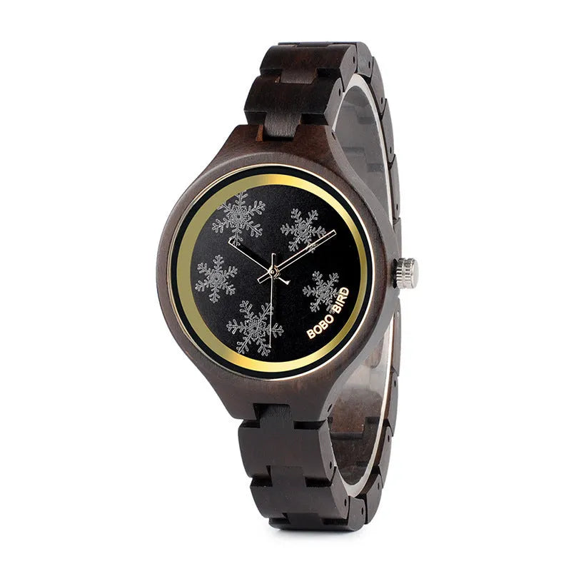 Men's business casual wooden watch with round dial, mineral glass, butterfly buckle, natural wood strap and case