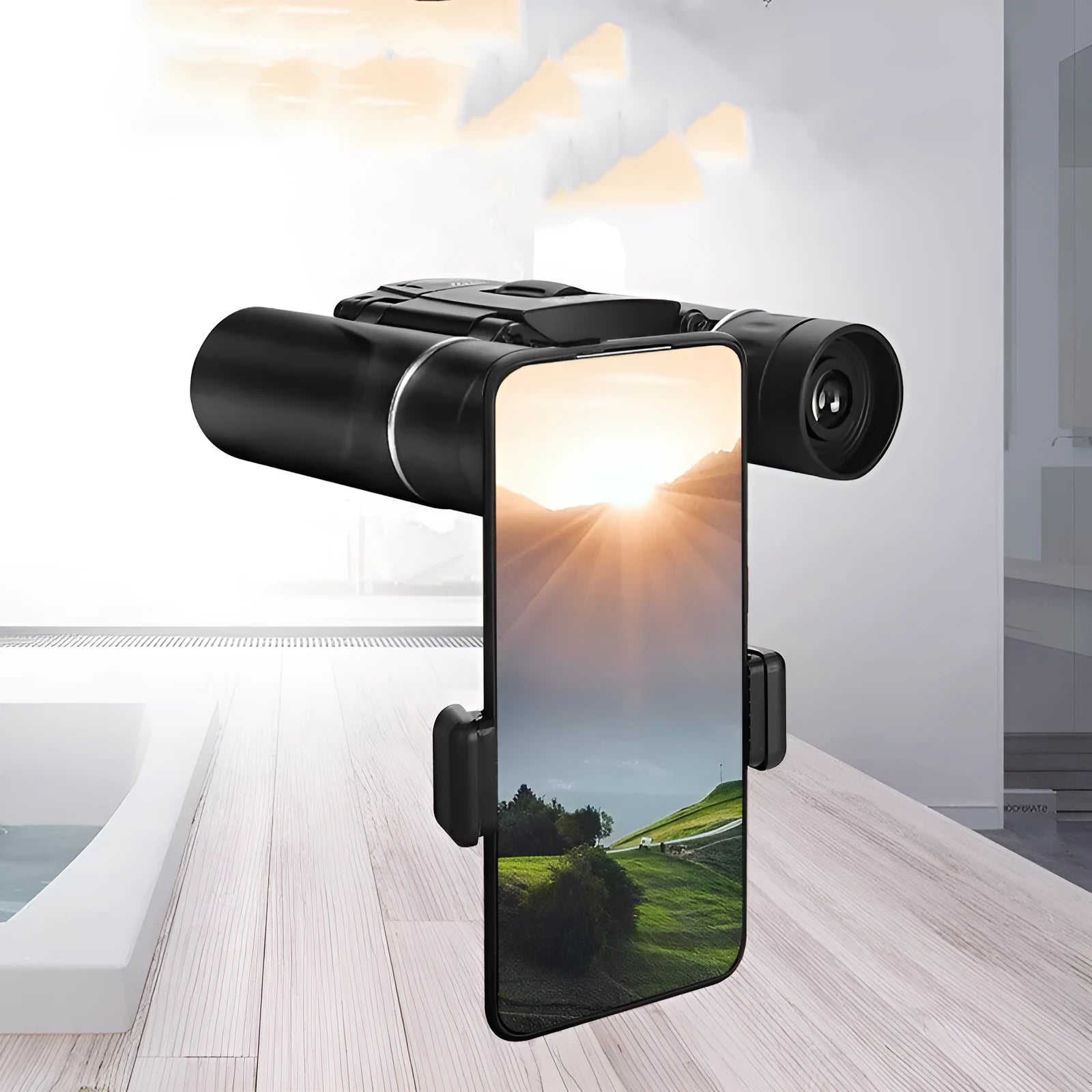 High-power high-definition binoculars with 10x magnification and spring clip, compact 11x7x5cm size