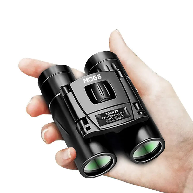 High-power high-definition binoculars with 10x magnification and spring clip, compact 11x7x5cm size