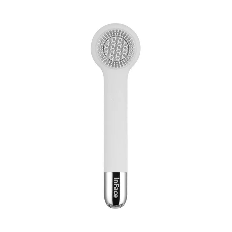 InFace CB-11D grey electric shower brush with four rotating brush heads on a bathroom shelf.