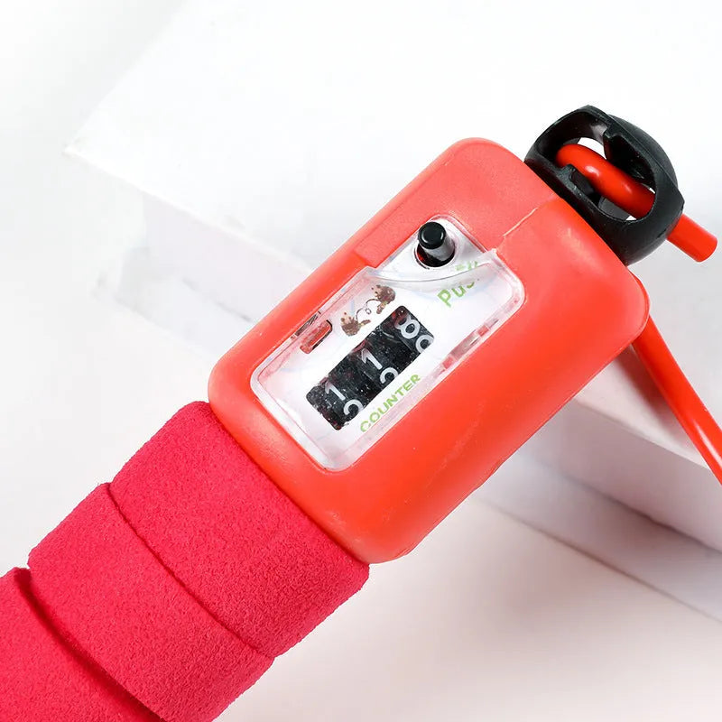 Professional electronic counting skipping rope 287cm long with blue handle and display