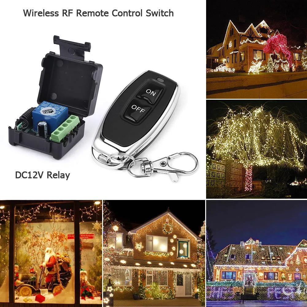 Black DC 12V 24V single-channel wireless remote control switch with relay, for car access and gate automation