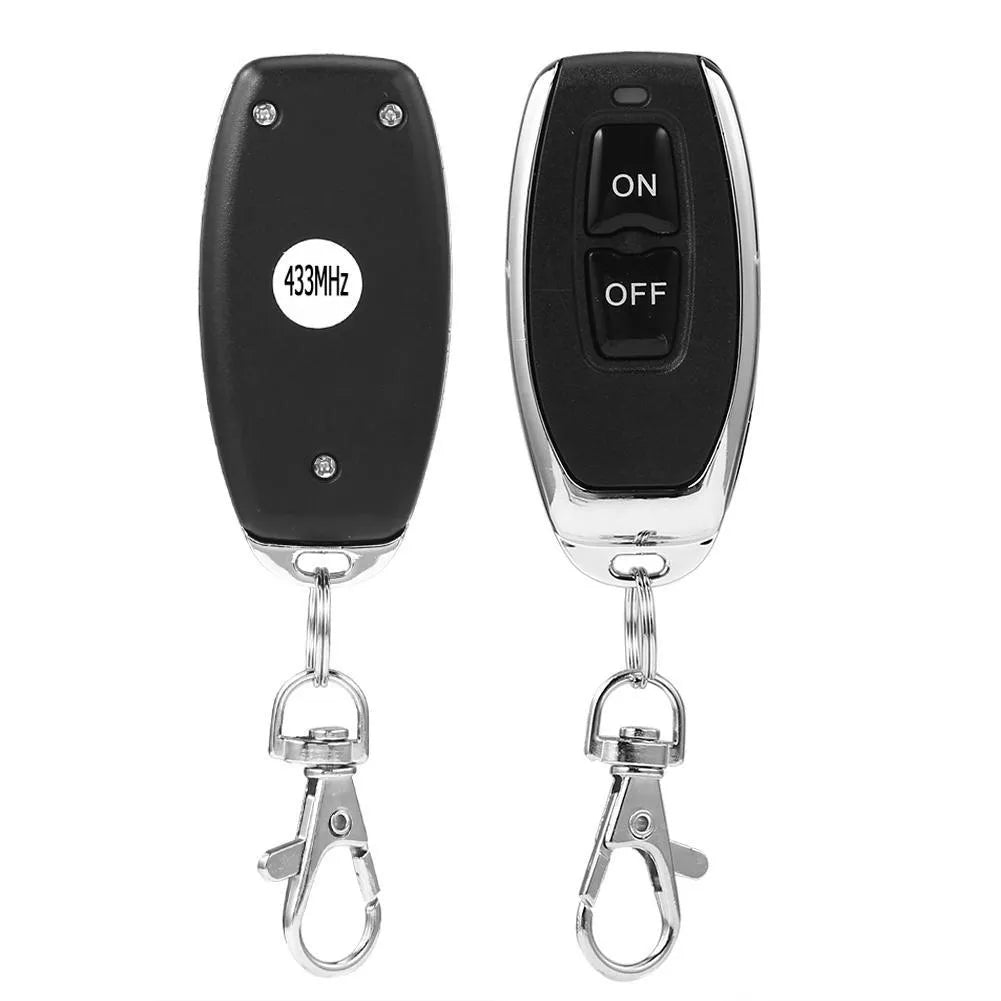 Black DC 12V 24V single-channel wireless remote control switch with relay, for car access and gate automation