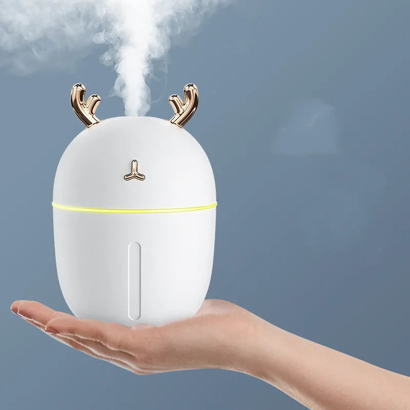 Cute pet-style mini USB humidifier in blue with 300ml tank and 50ml per hour spray
