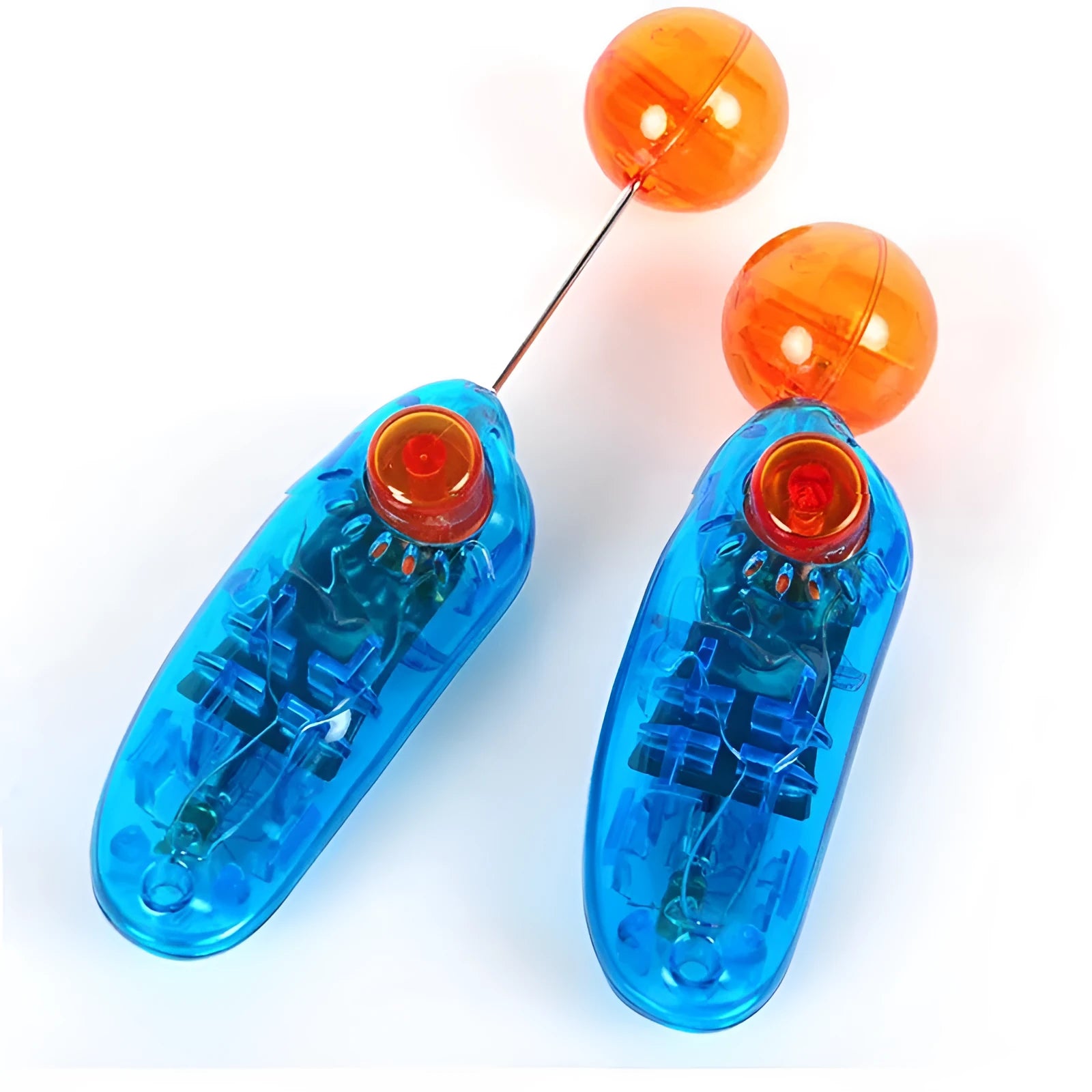 Blue plastic dog training clicker on white background