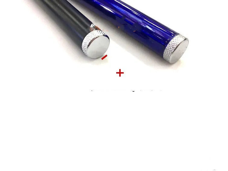 A black red laser pointer pen on a white background, showing its slim 13.5 cm design.