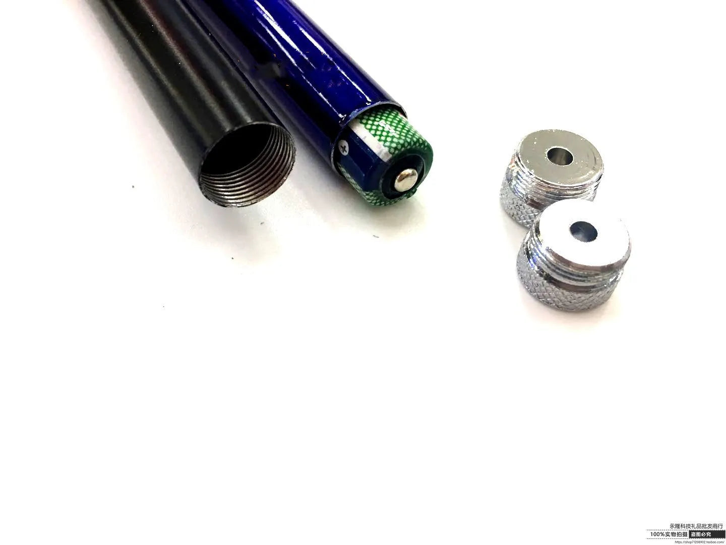 A black red laser pointer pen on a white background, showing its slim 13.5 cm design.