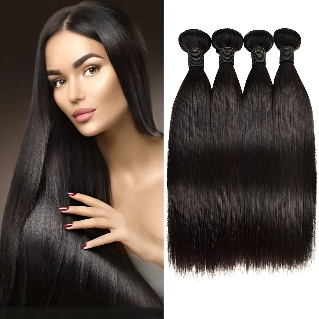 Real hair weave straight wig natural colour medium long length 8 to 30 inch sizes