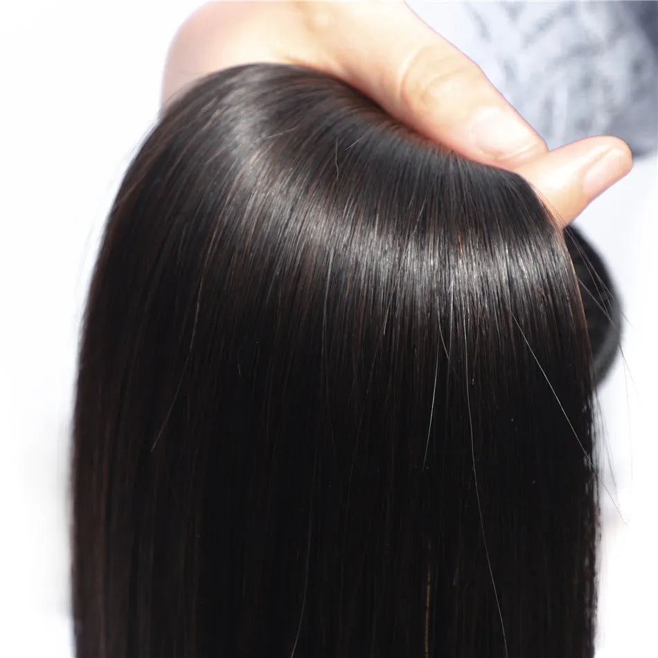 Real hair weave straight wig natural colour medium long length 8 to 30 inch sizes
