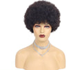 Short afro kinky curly human hair wig with Qi bangs, 6-inch Brazilian real hair, dyeable and ironable.