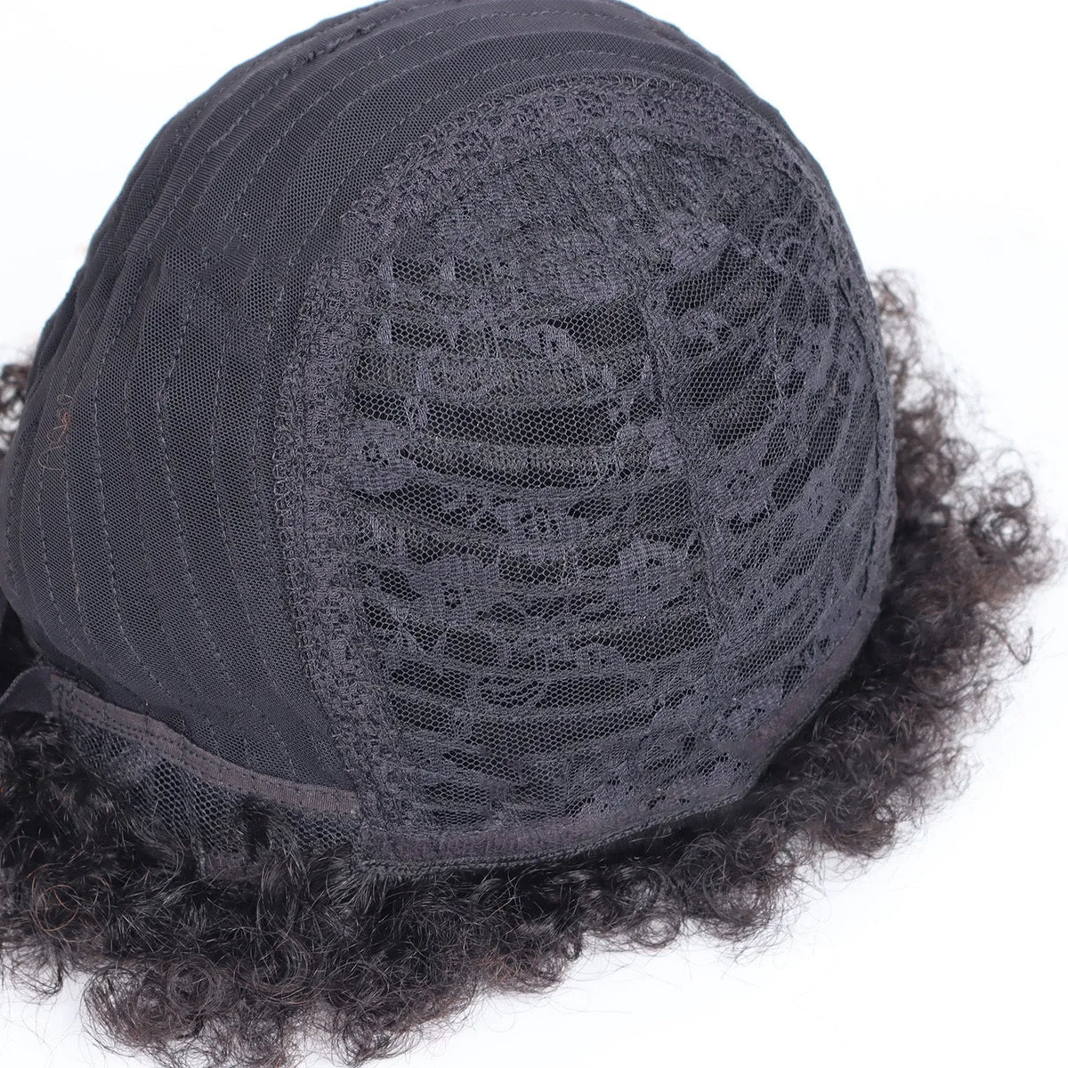 Short afro kinky curly human hair wig with Qi bangs, 6-inch Brazilian real hair, dyeable and ironable.