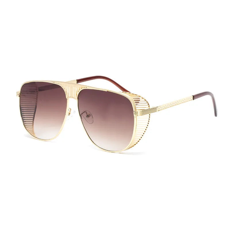 Fashion hollow sunglasses for women and men, UV400 metal frame PC lenses, Black colour, small face fit