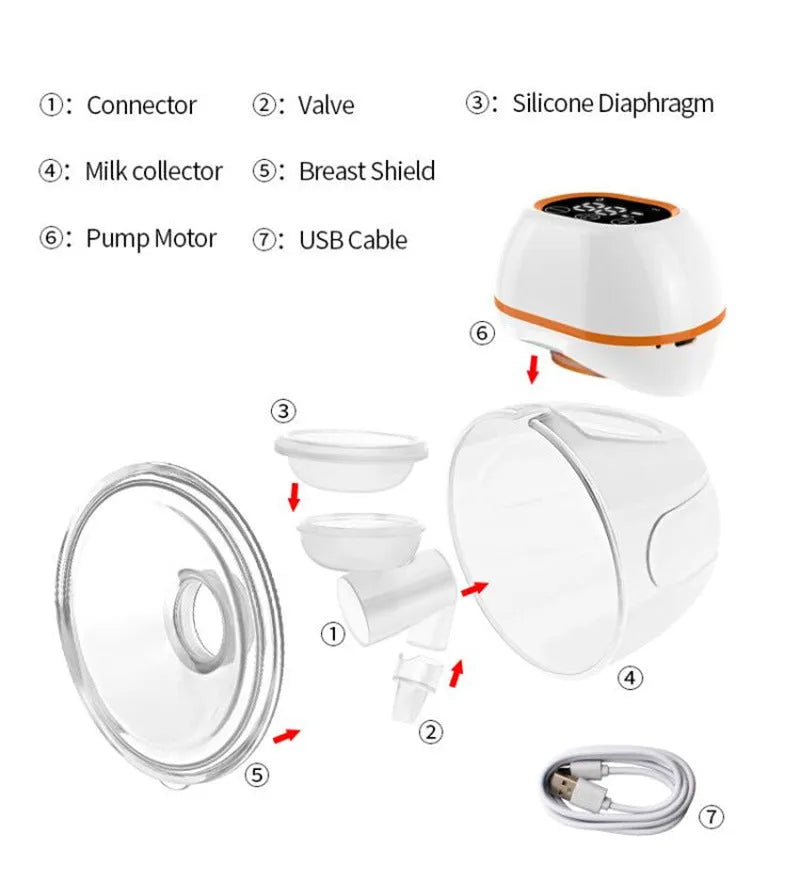 V.Coool white wearable electric breast pump with silicone horn and 180ml capacity.