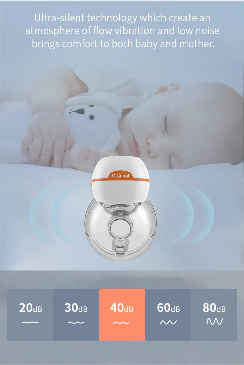 V.Coool white wearable electric breast pump with silicone horn and 180ml capacity.